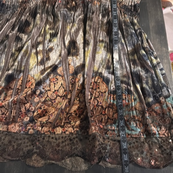 One World Y2K Mixed Pattern Velvet Babydoll Top Sequin Trim Size Large - Picture 6 of 6